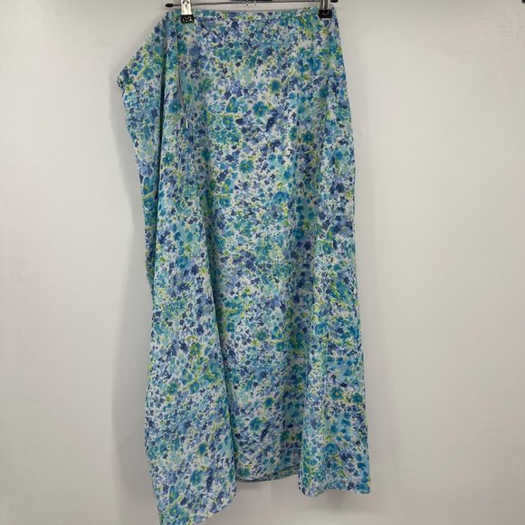 Joan Leslie Skirt Set 22W Blue White Button Down Blouse Floral Vintage - Picture 15 of 16